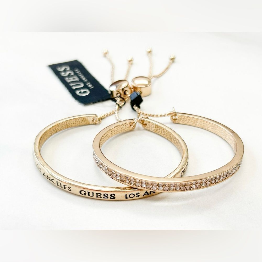 GUESS Gold Crystal Slider Bracelets